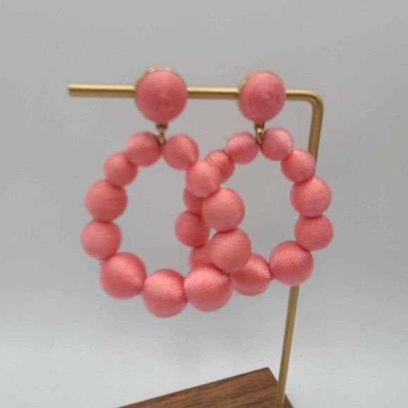 J Crew Factory Pink Thread Wrapped Statement Earrings NWOT! - Picture 7 of 10